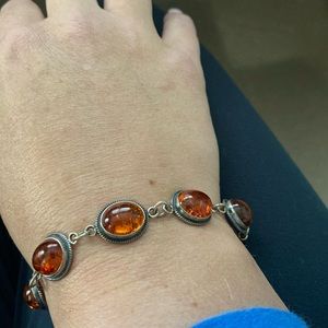 Authentic Baltic amber and silver bracelet for 7 inch wrist